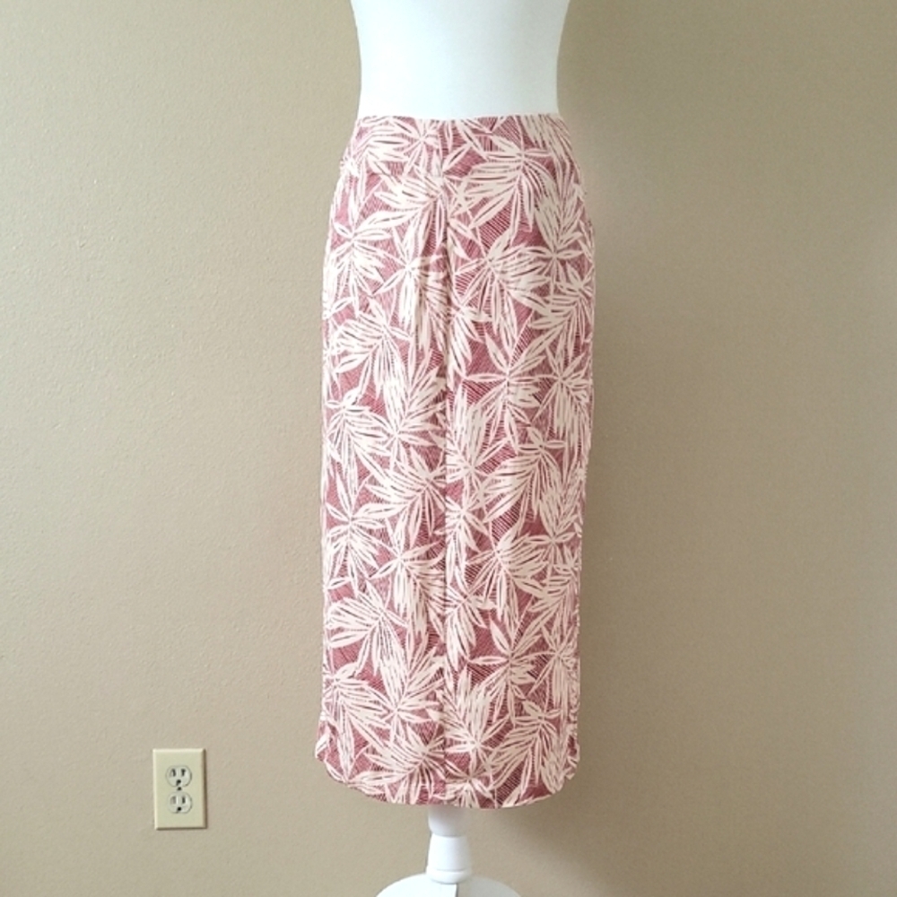 By Anthropologie Palm Leaf Printed Mini Wrap Skirt - Size 00